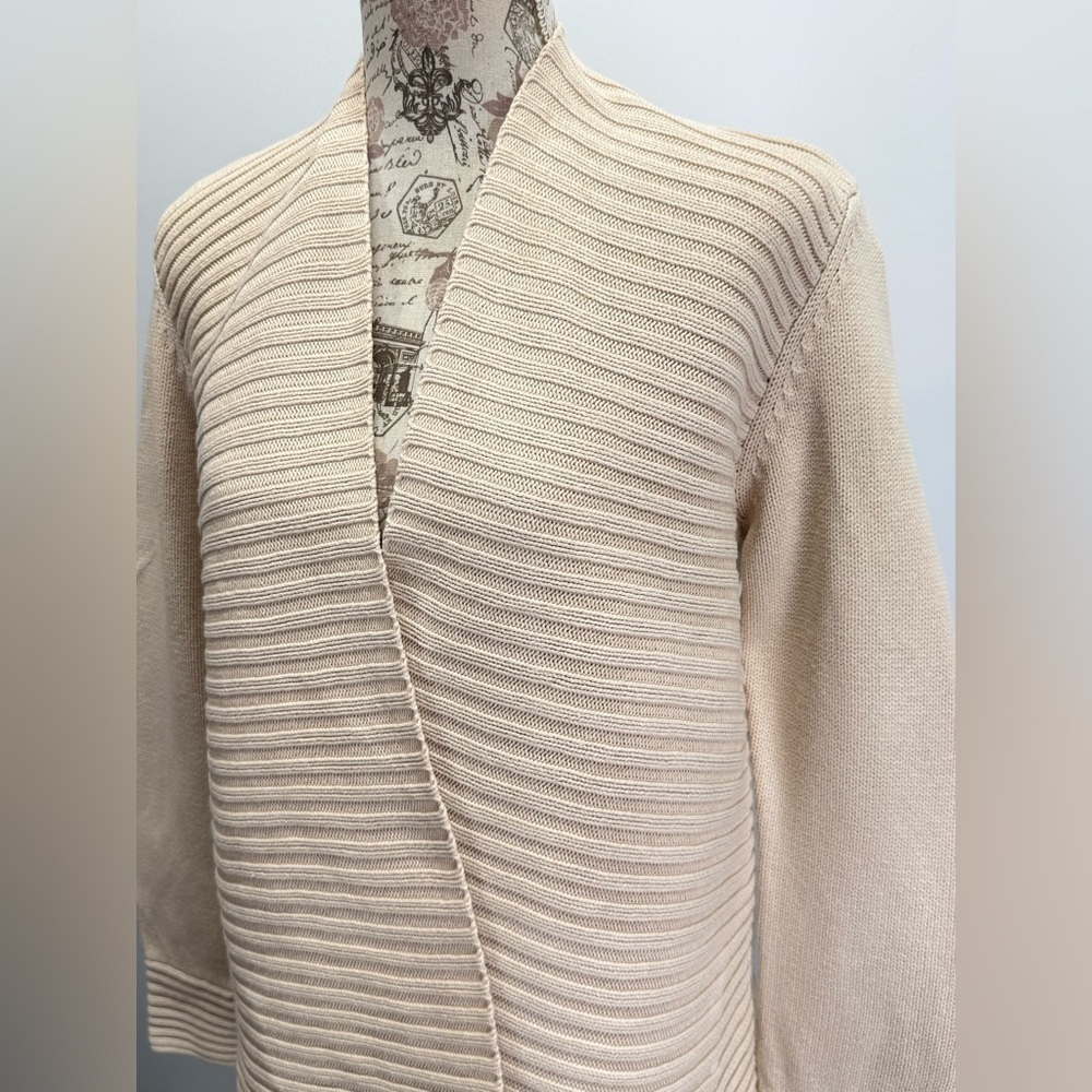 Grace Elements Beige Knit Ribbed Open Cardigan Si… - image 2